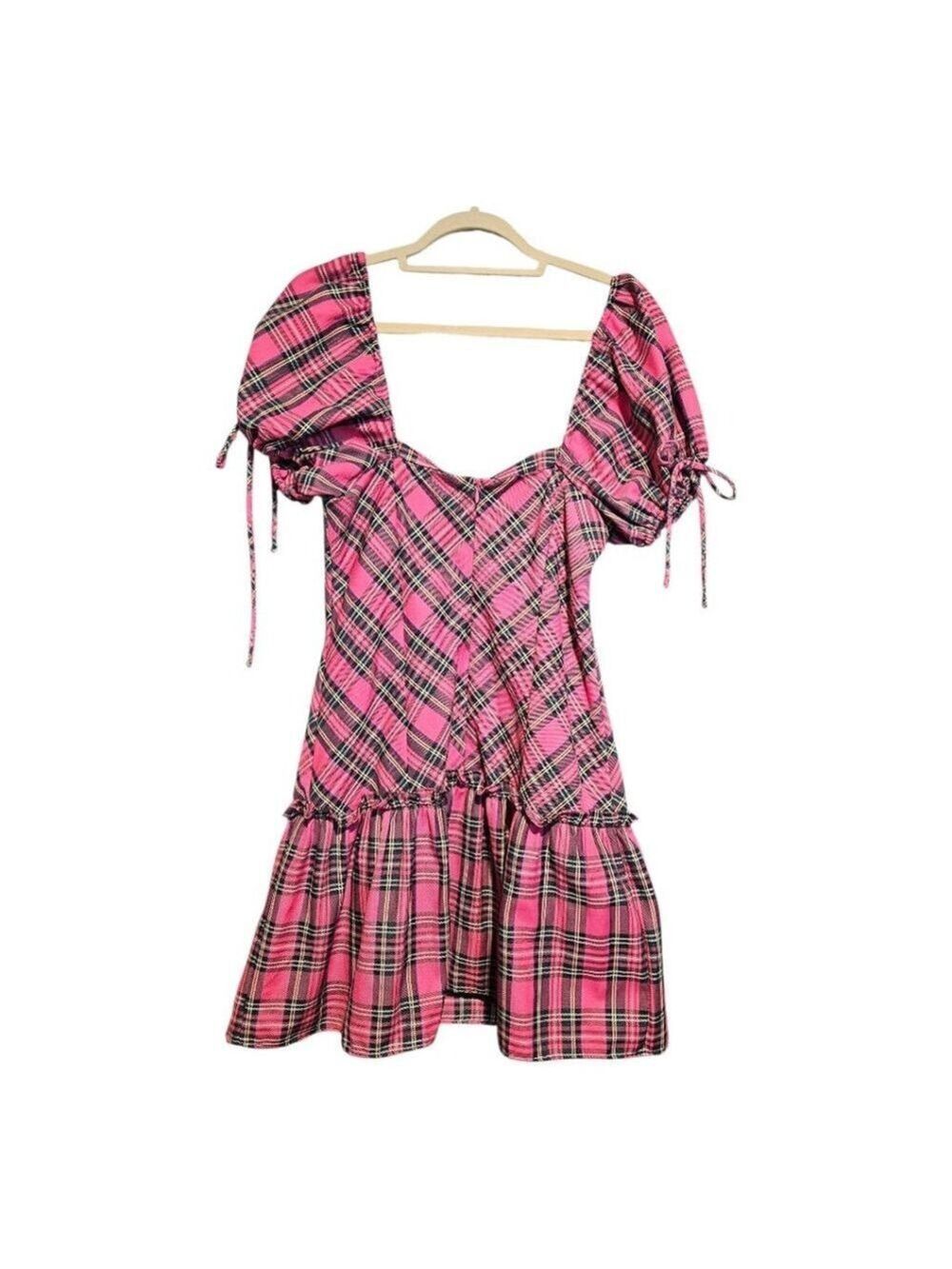 AMANDA UPRICHARD Pink Plaid Mini Dress M - Picture 4 of 7